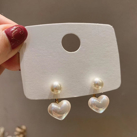 2024 New Korean Style Contracted Heart Pearl Earrings For Women Sweet Flower Zircon Geometric Stud Earring Girl Party Jewelry